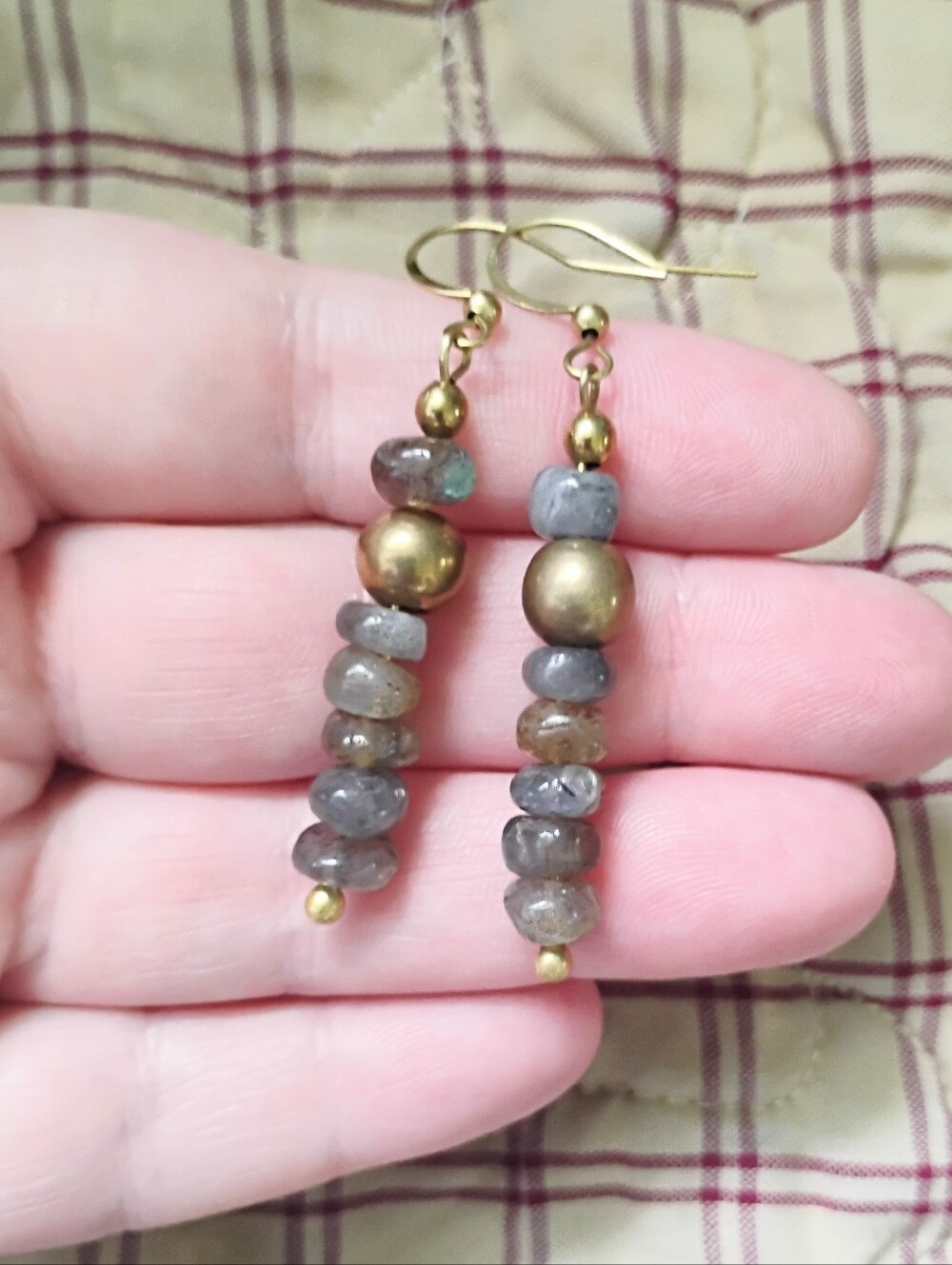Handmade Labradorite Stack Earrings - Picture 4 of 5